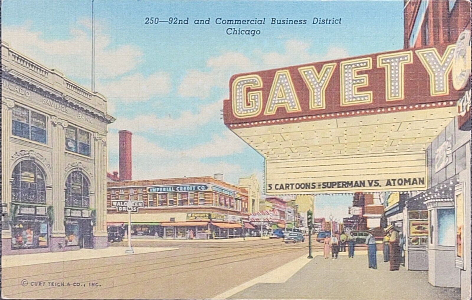 Commercial Business District Chicago Illinois Gayety Theater Superman Vintage