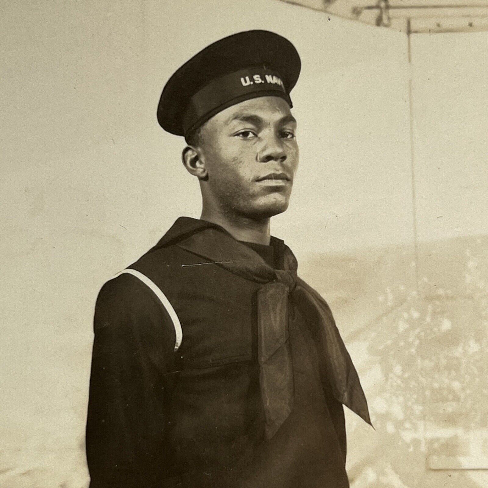 Vintage RPPC Postcard Photograph Black African American Man US Sailor ID Harris