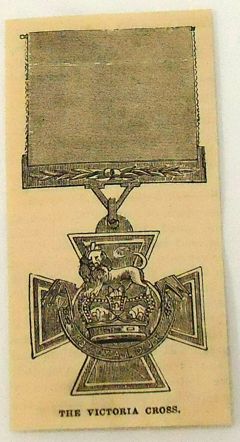 small 1881 magazine engraving ~ VICTORY CROSS ~ highest military decoration ~ UK