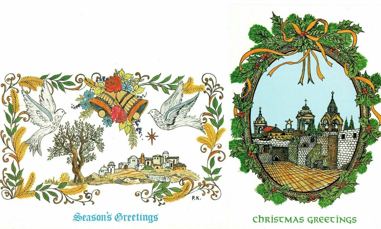10 Vintage Christmas Cards, Bethlehem A Paul Kaplanian Design, Holiday 2 Designs