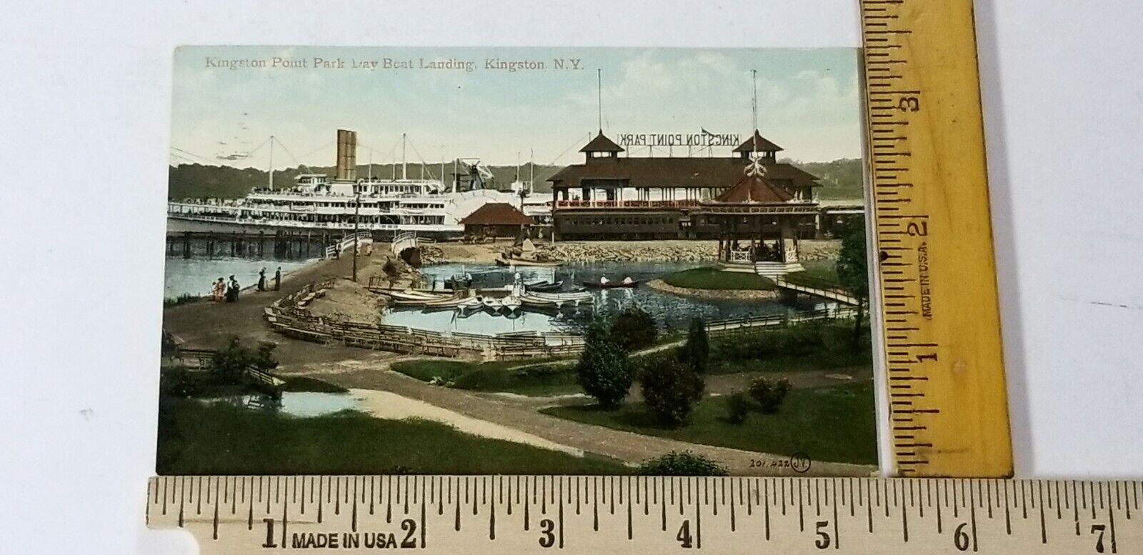 Antique 1909 RPPC POSTCARD Kingston Point Park BOAT LANDING New York  B4