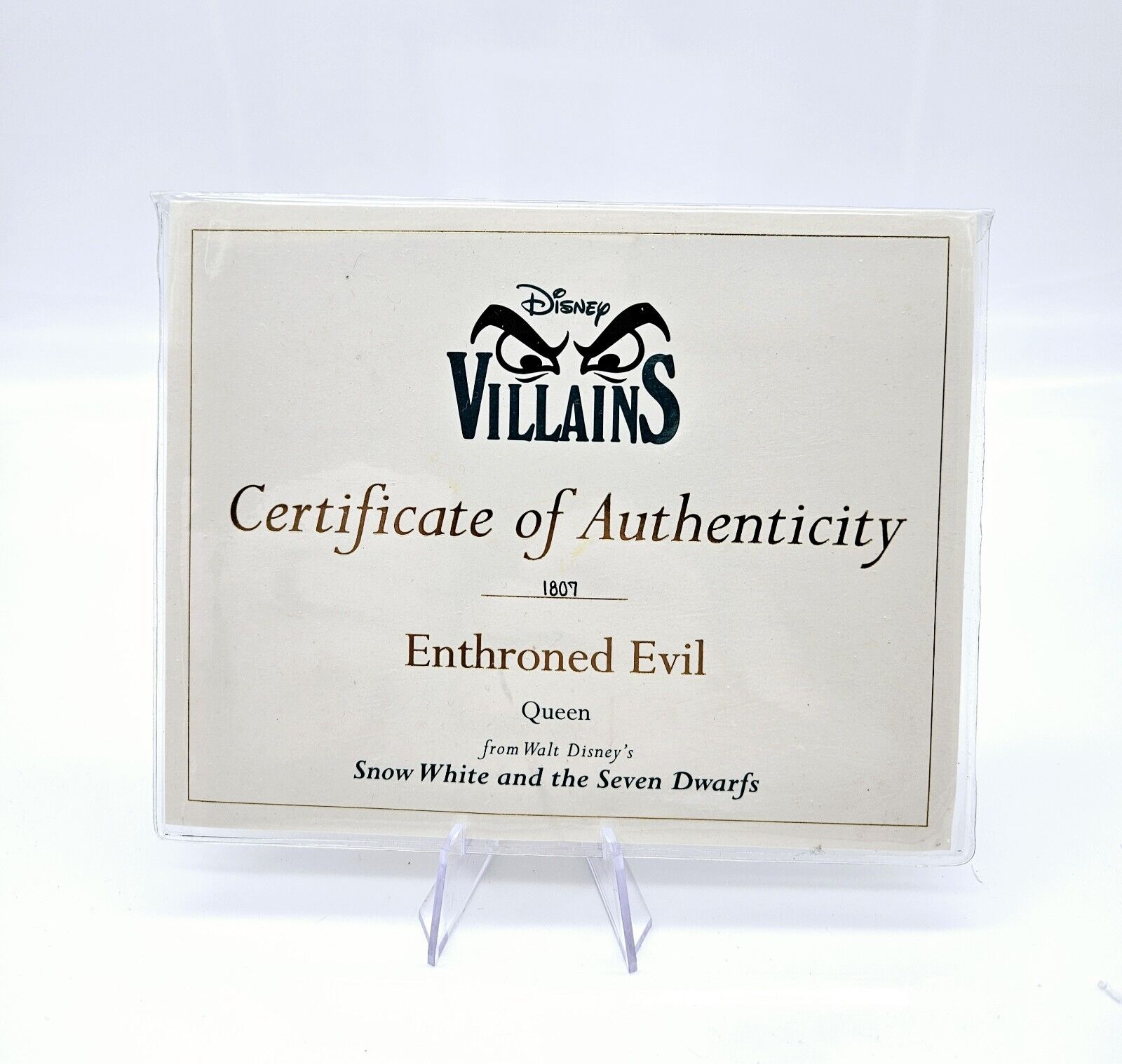 WDCC Disney Enthroned Evil COA Certificate Of Authenticity No Figure