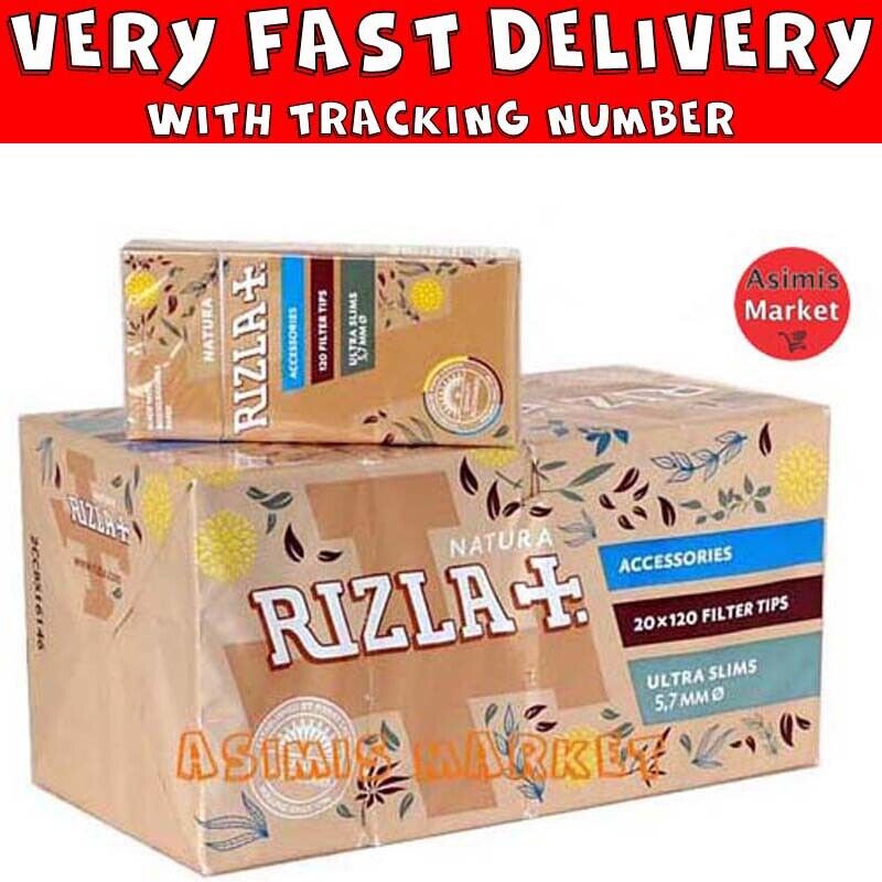 Rizla Natura Ultra Slim 5.7mm Rolling Paper Filter Tips Full Box 20 Packs