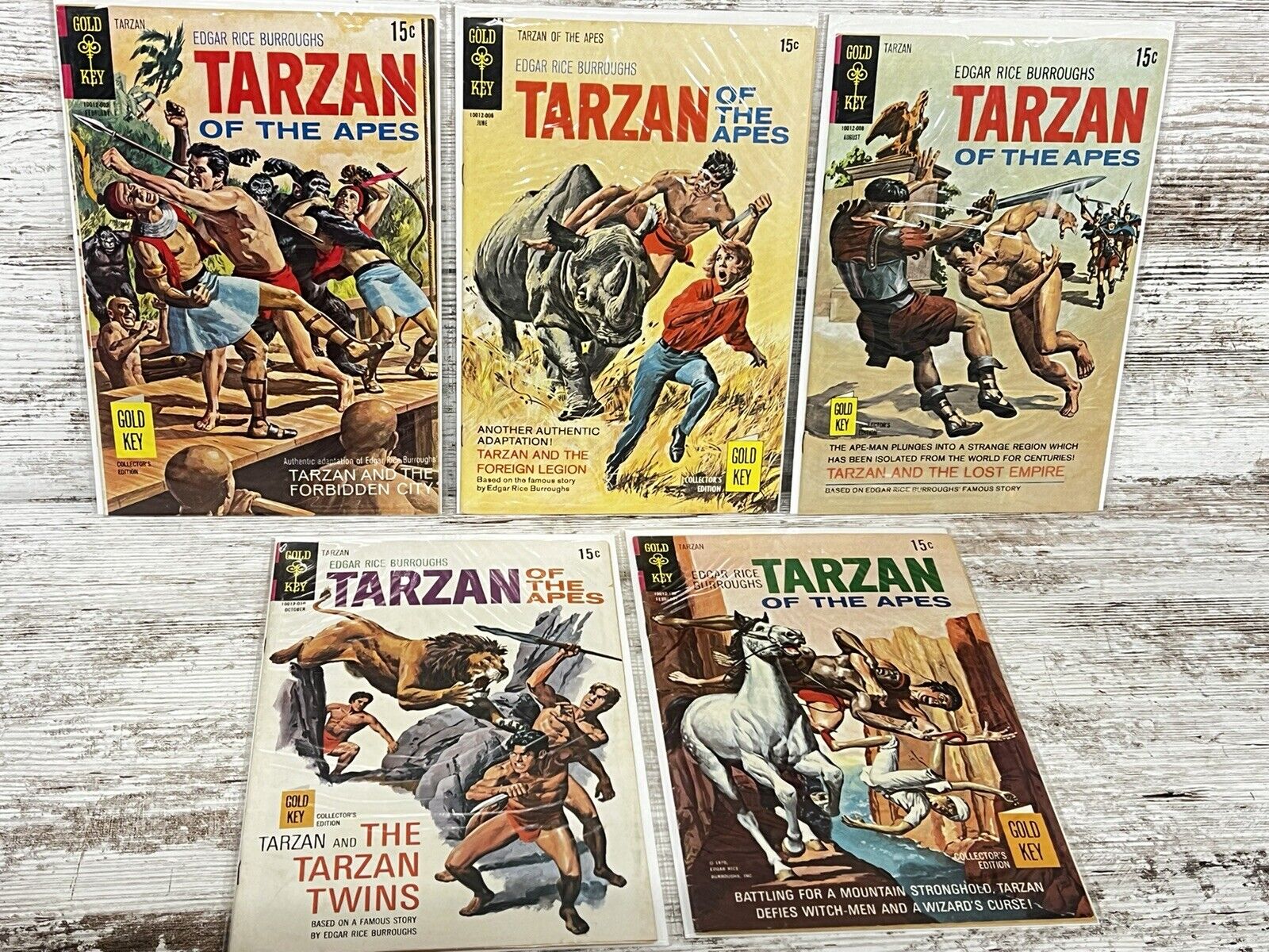 5 Gold Key Tarzan of the Apes comics, 1970-1971, 190 192 194 196 198
