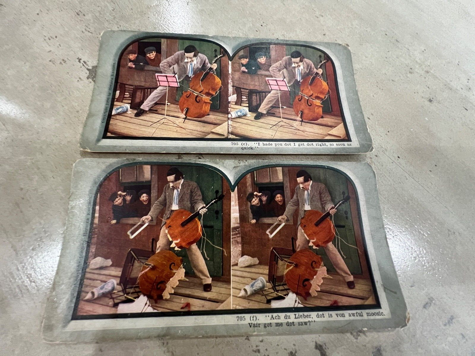 Antique  Awful Music  Stereoview Cards