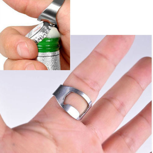20mm New Stainless Steel Finger Ring Bottle Opener Beer Bar Tool Silv~WR