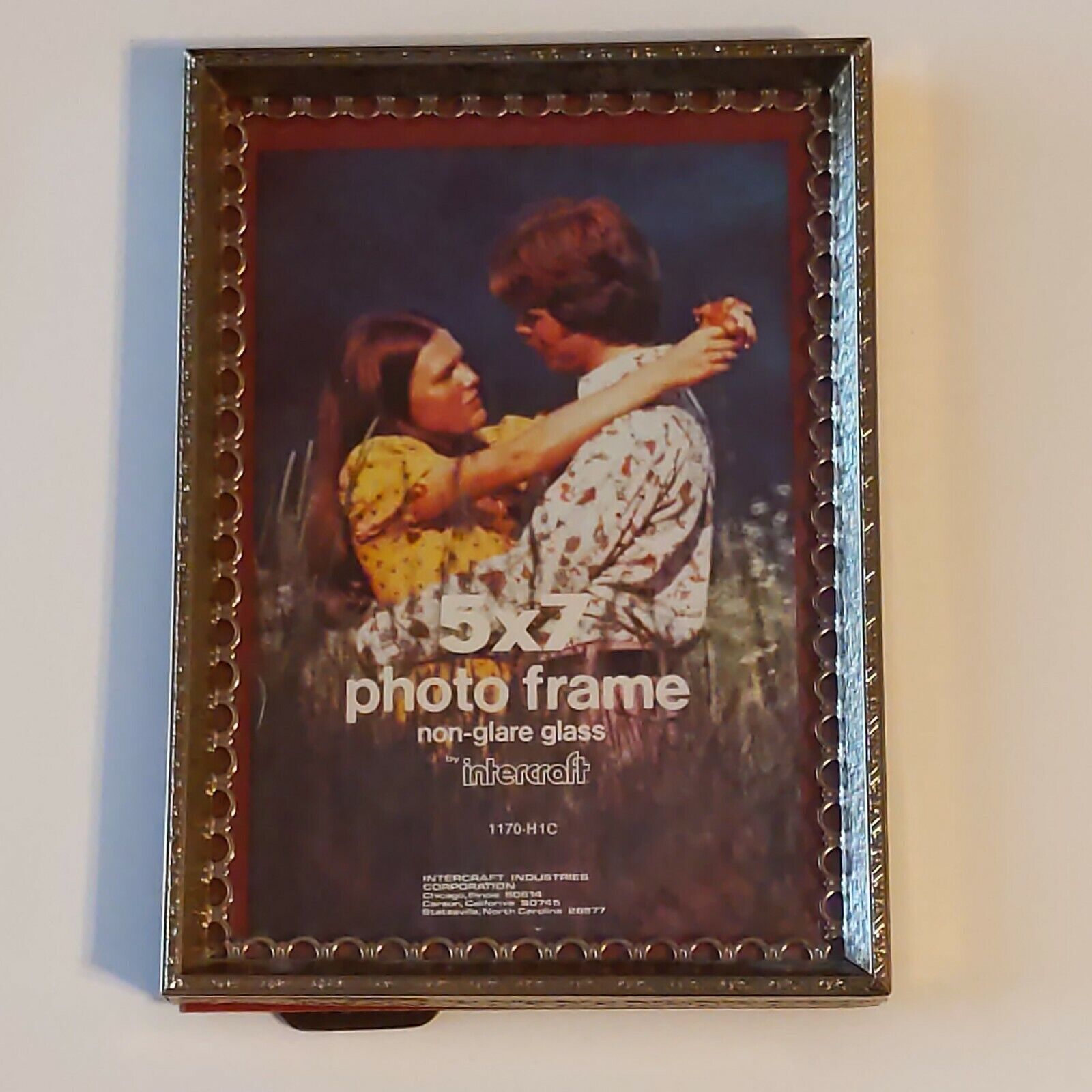 Vintage 70s Intercraft Gold Tone Ornate Frame Rectangle NOS No Glare Glass