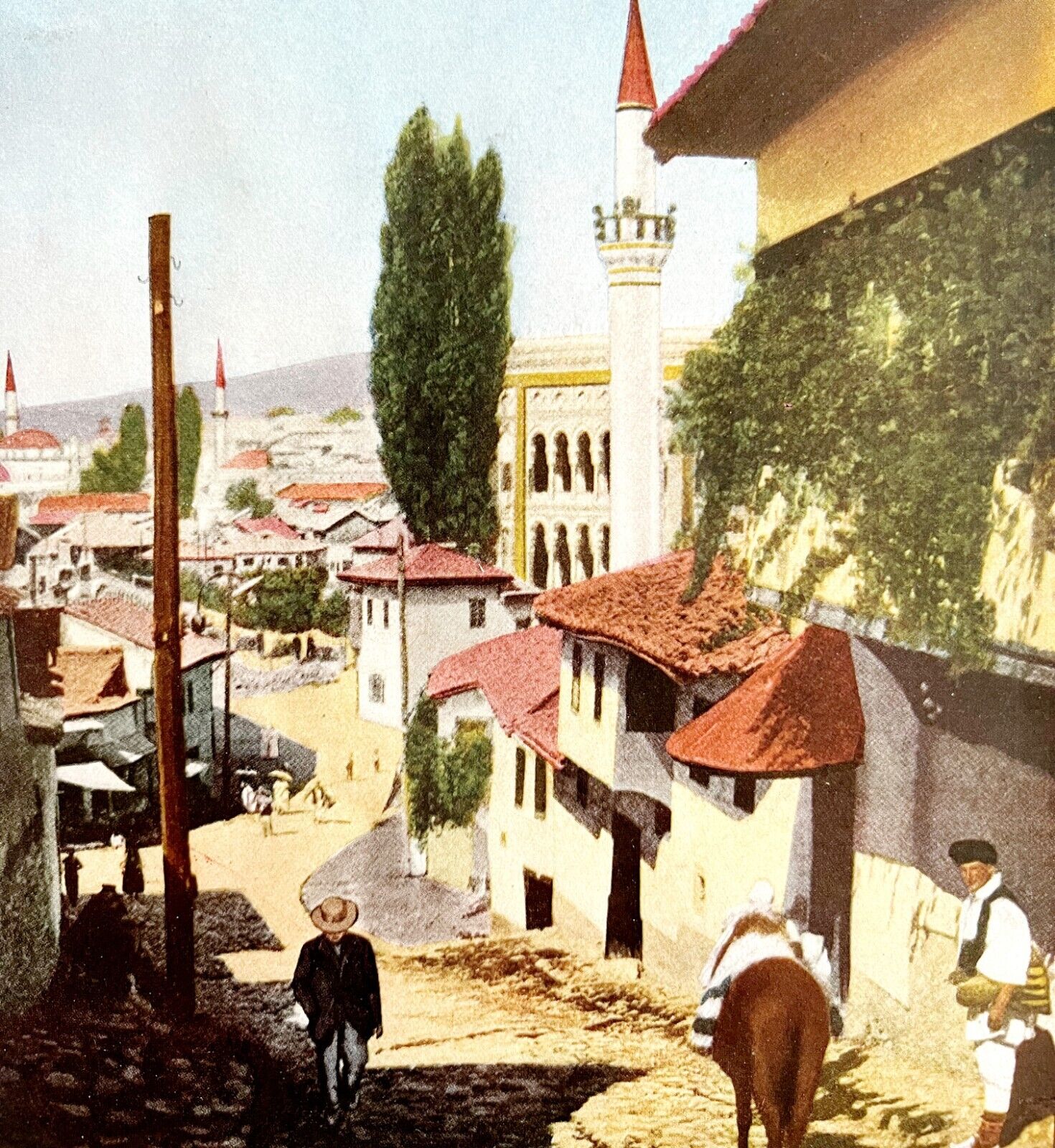 Sarajevo Assassination Archduke Ferdinand Location WW1 Color Print 1917 SmDwC4