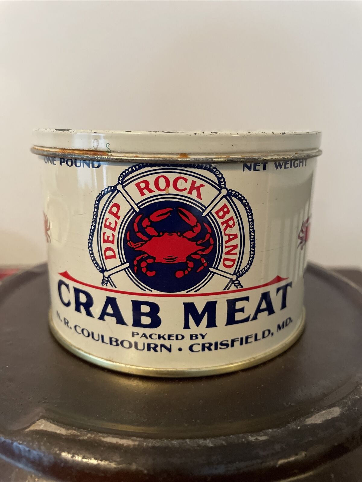 Vintage Deep Rock Brand Crab Meat Tin Can Crisfield Maryland Not Oyster Can