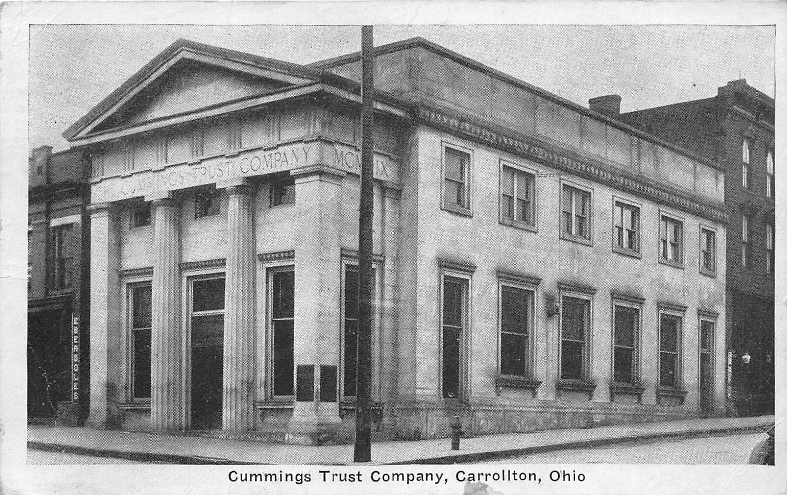 E86/ Carrollton Ohio Postcard Carroll Co 1928 Cummings Trust Co Bank