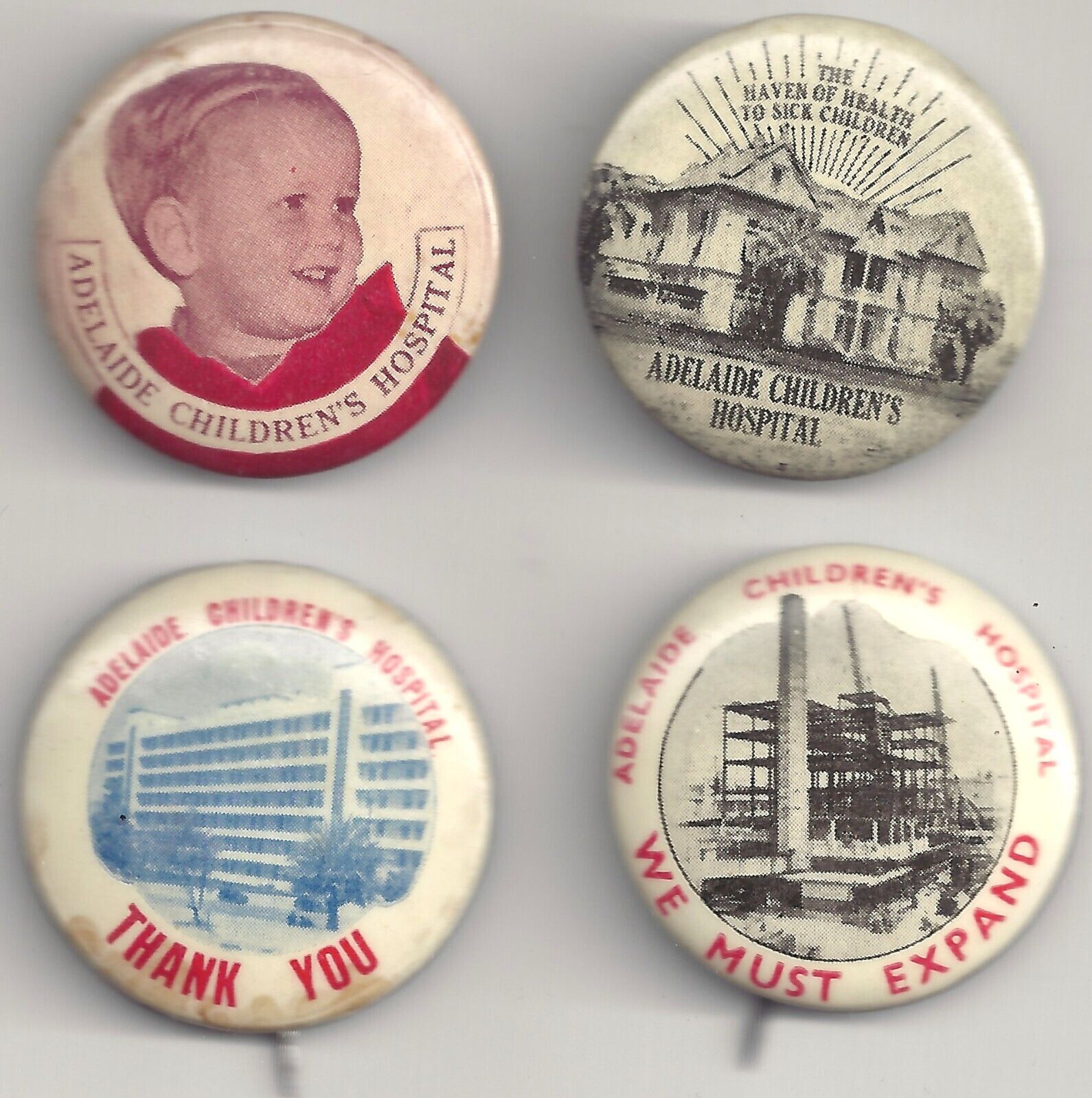 4 Different Vintage ADELAIDE CHILDREN\'S HOSPITAL Pins