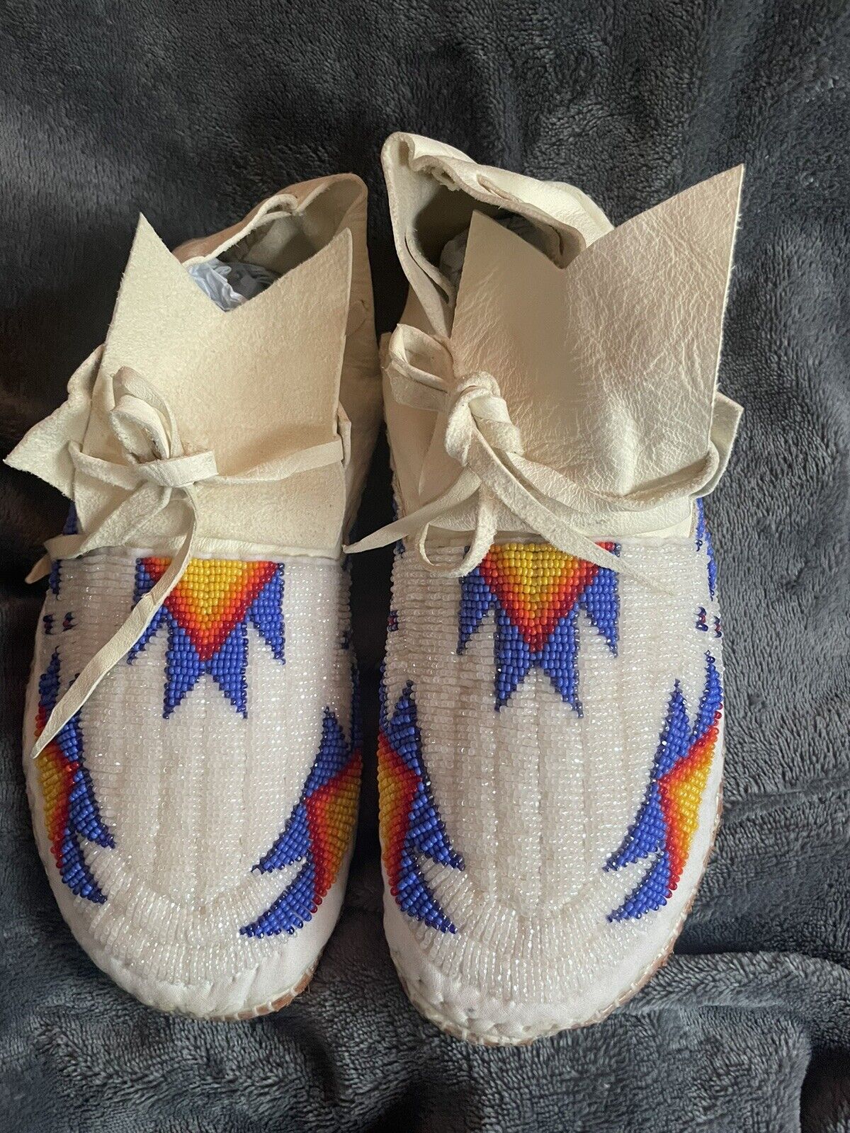 Authentic Hand-beaded Sioux Moccasins (size 9)