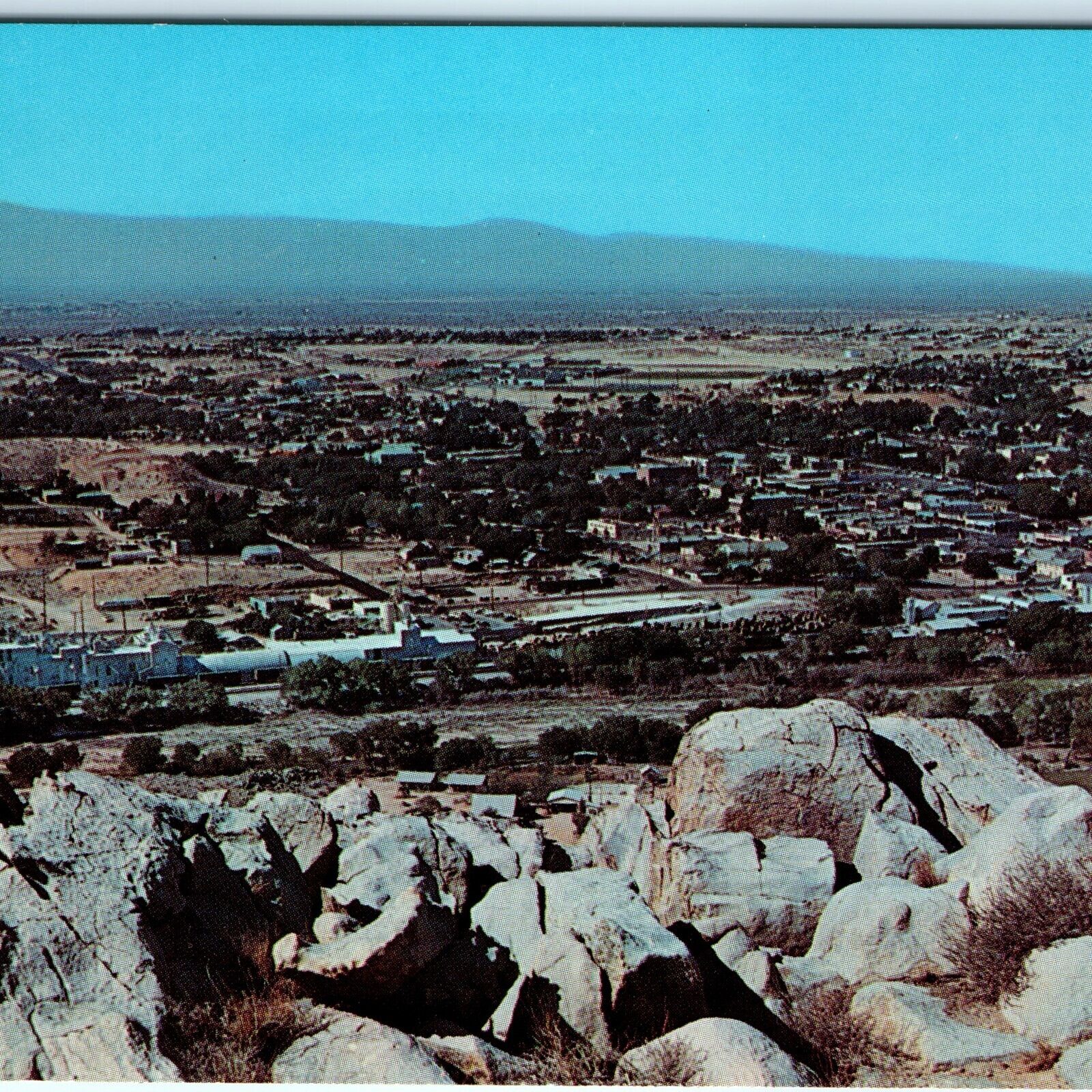 c1950s Victorville, CA Birds Eye Chrome Photo Postcard Store Melted Rocks A90