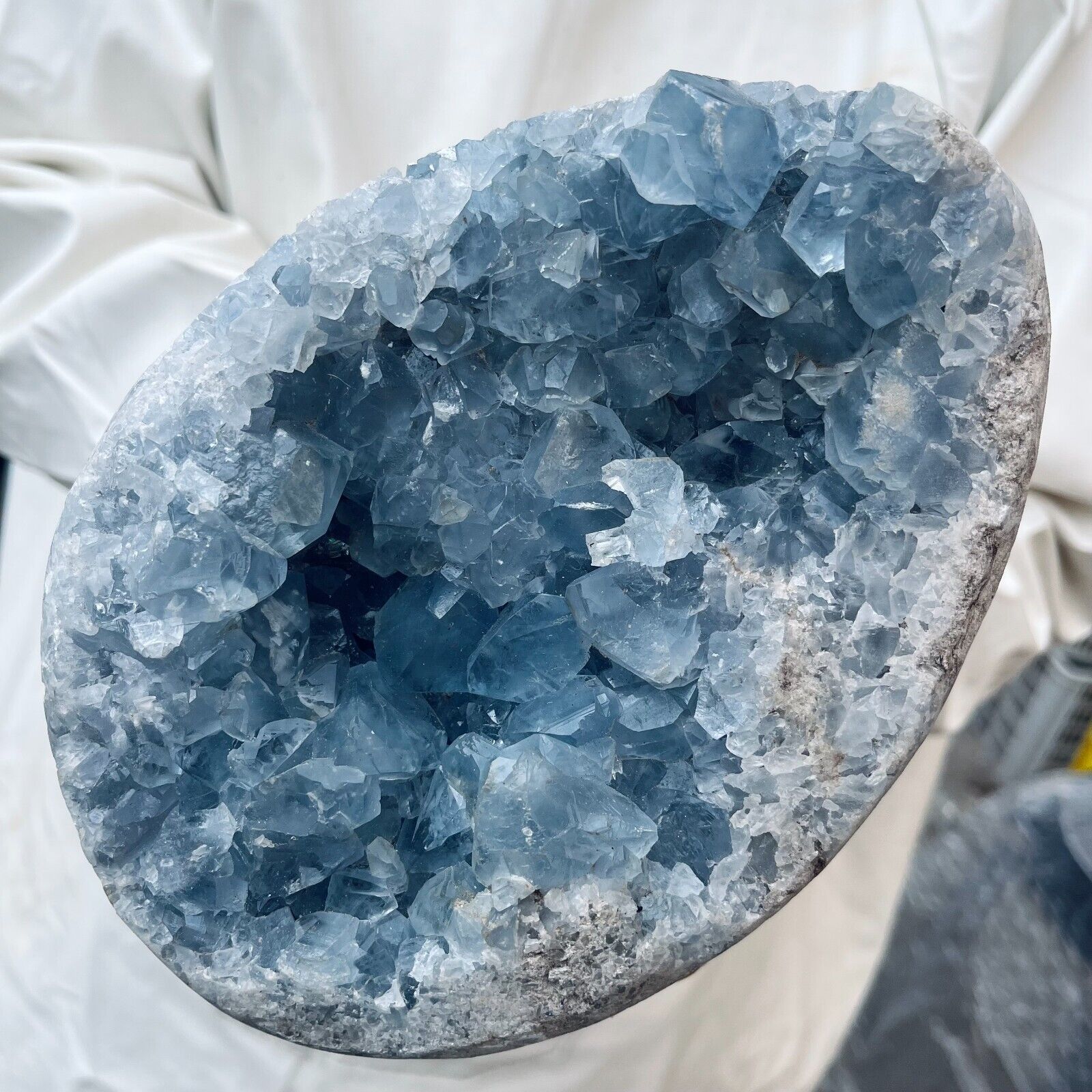 9.4lb Large Natural Blue Celestite Geode Quartz Crystal Mineral Specimen Healing