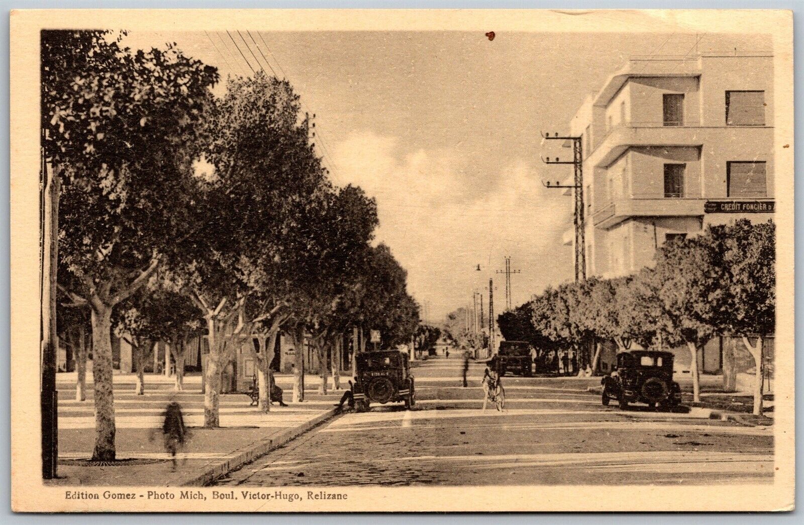 Vtg Relizane Algeria Avenue de la Gare Street View Postcard