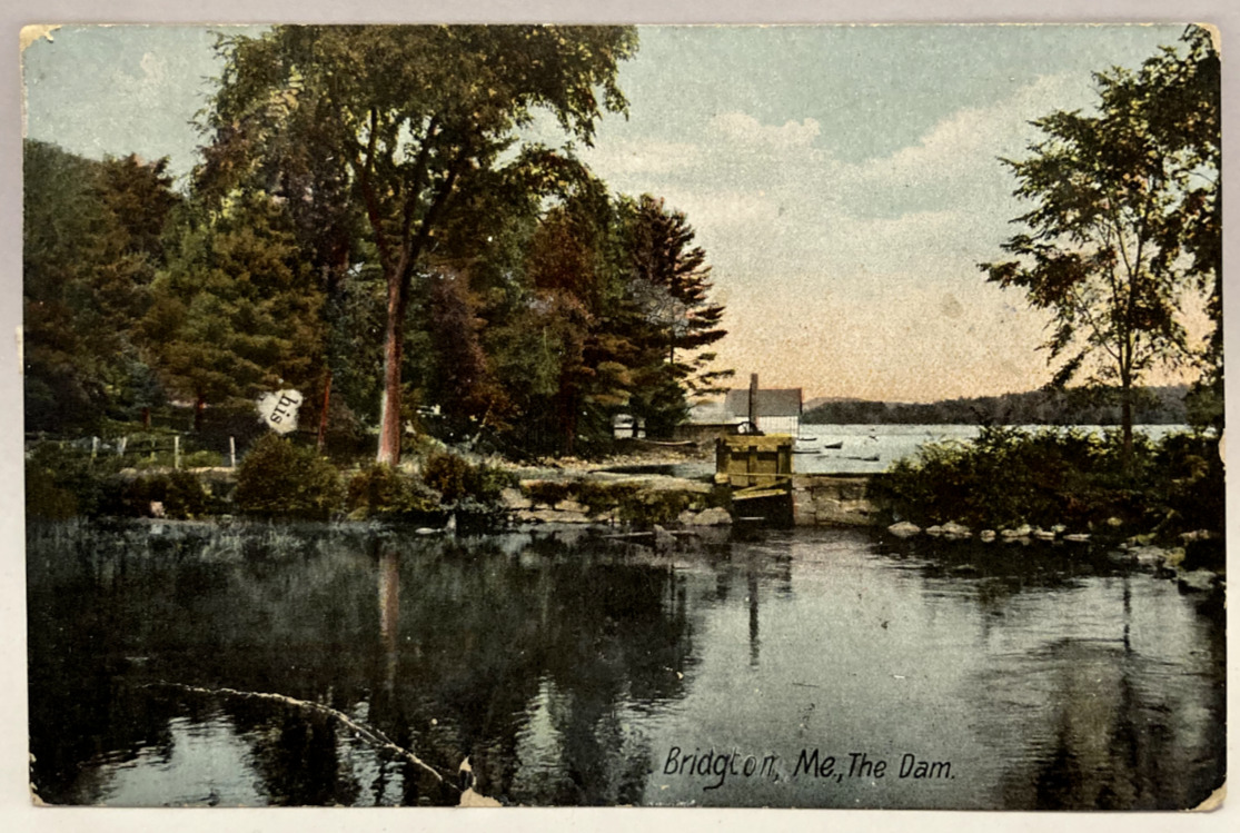 The Dam, Bridgton, Maine ME Vintage Postcard