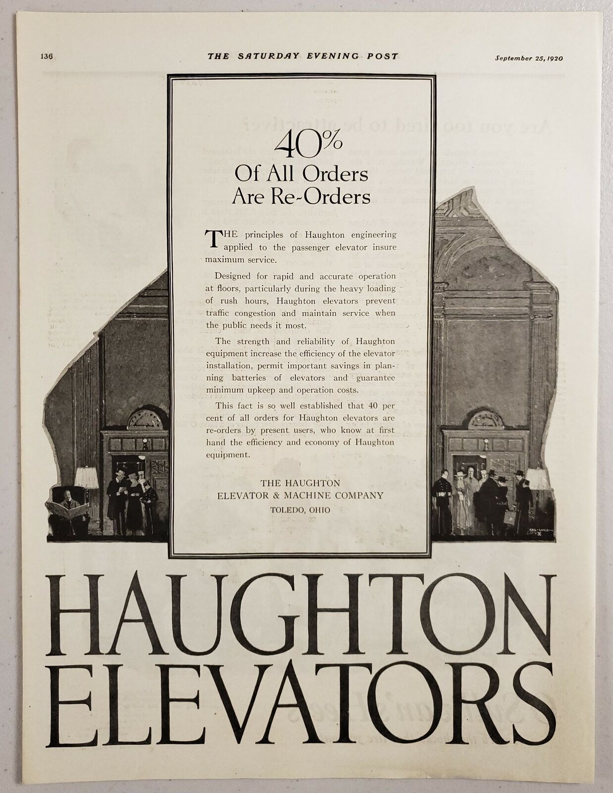 1920 Print Ad Haughton Elevator & Machine Company Engineering Toledo,Ohio