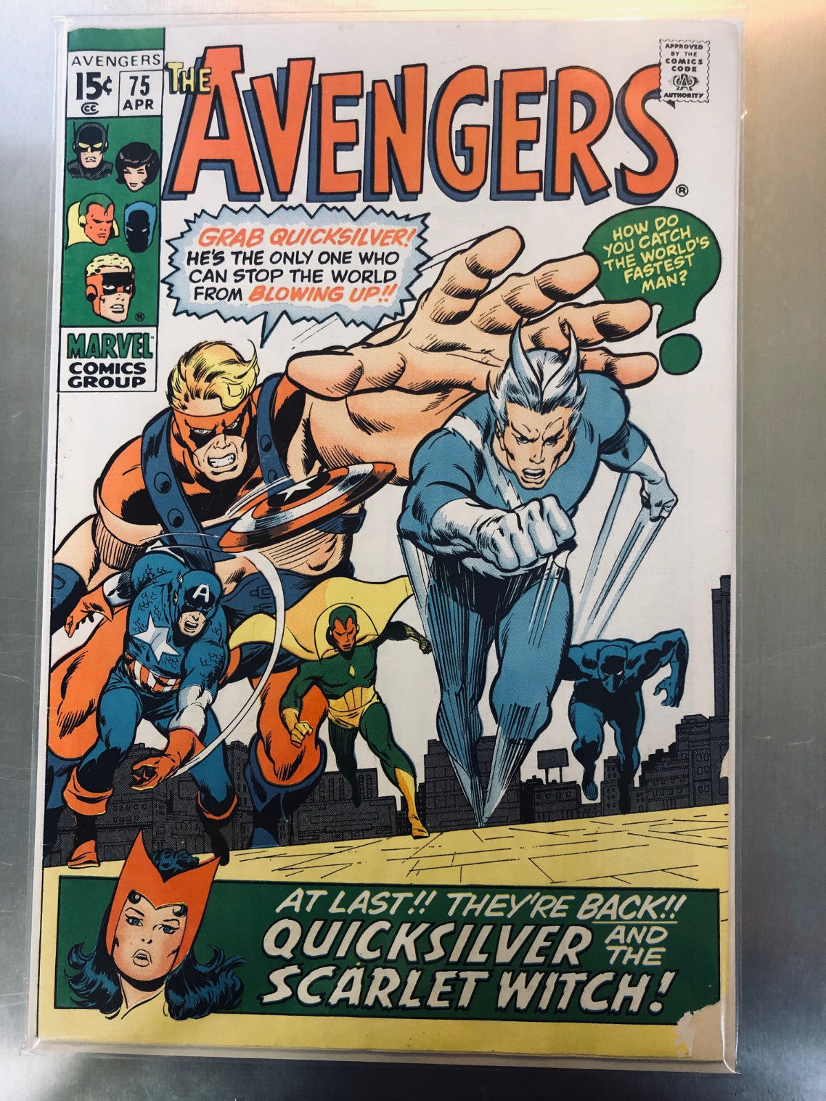 Avengers 75 (1970) Mid Grade, 1st Quicksilver Iconic Blue Costume, Tons of Pics