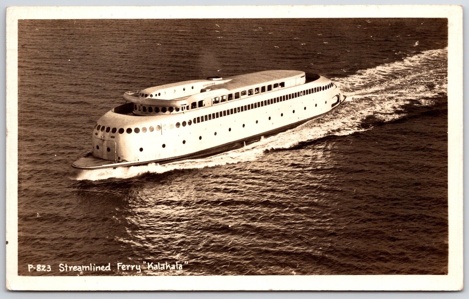 RPPC Postcard Streamliner Ferry Kalahala Washington Bremerton 1945
