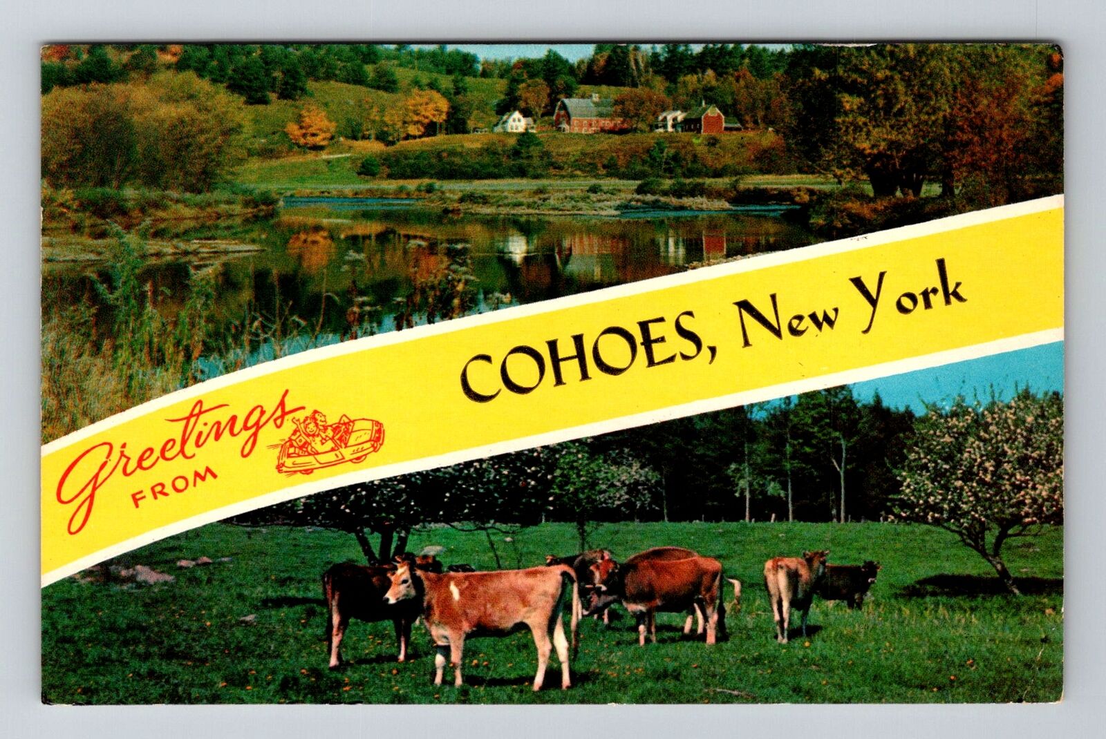 Cohoes NY-New York, Scenic Banner Greetings Vintage Souvenir Postcard