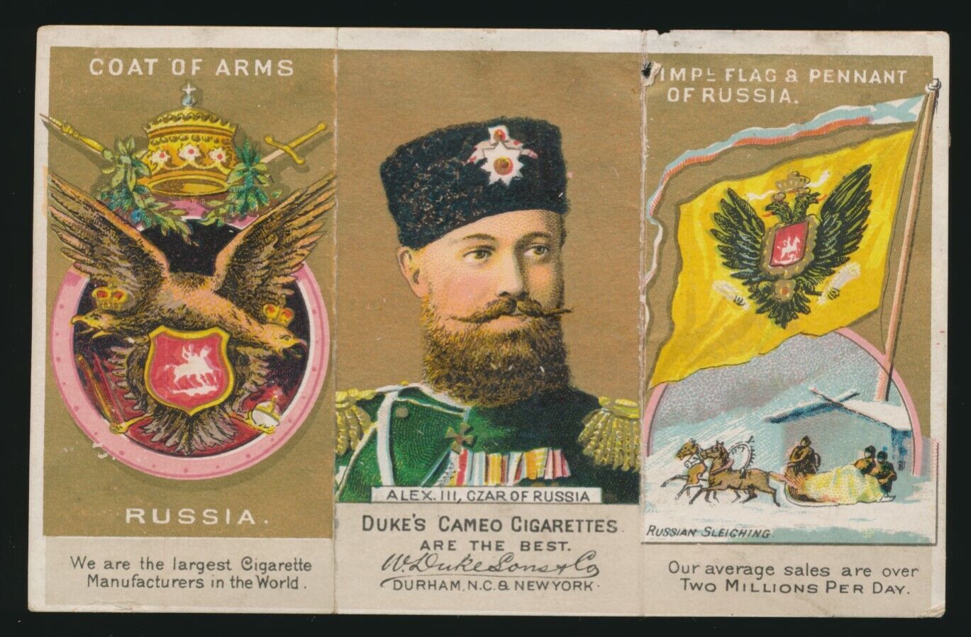 1888 N126 Duke's Cameo Cigarettes RULERS -Russia (Czar Alexander III)