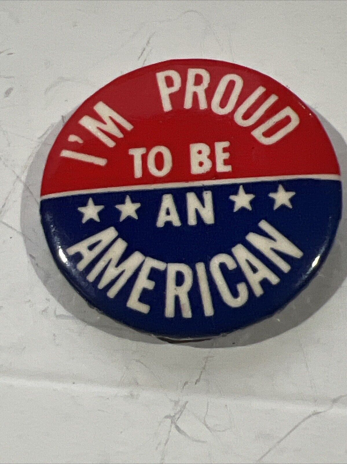 I\'M PROUD TO BE AN AMERICAN FLAG Pin Button Badge 1.5” Vintage