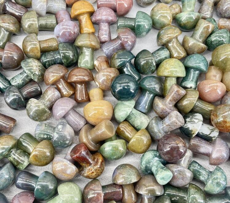 100pc natural hand carved agate crystal mushroom healing stone decoration