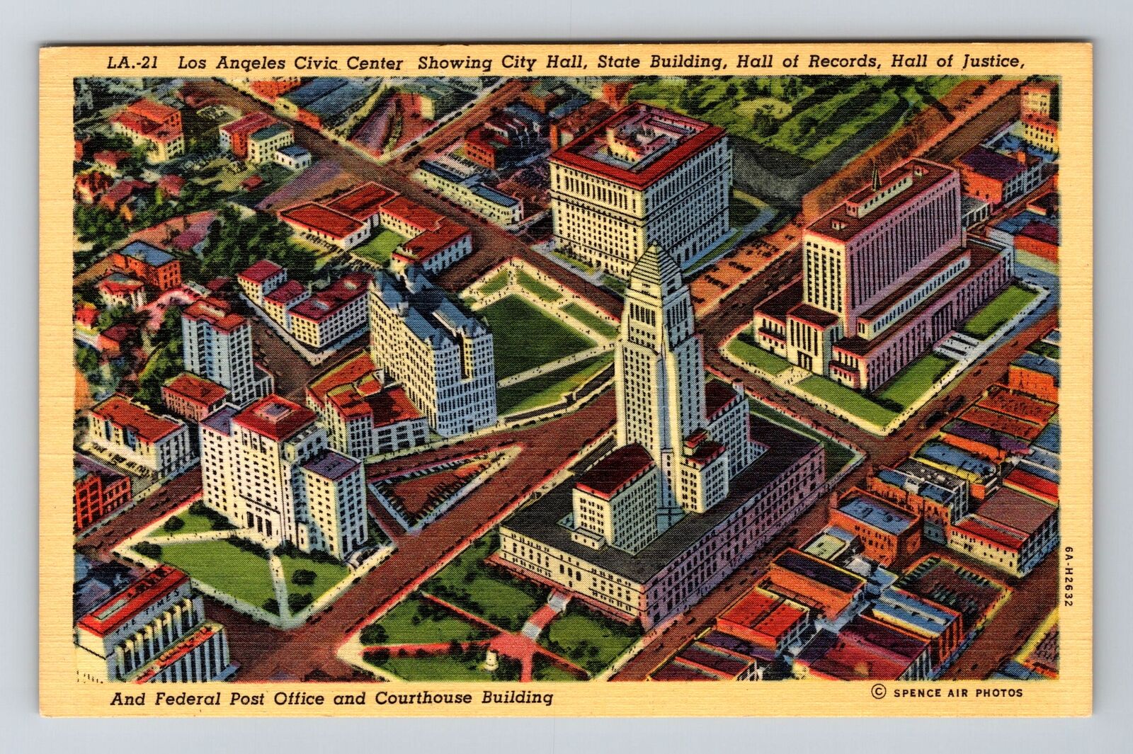 Los Angeles CA-California, City Hall, State Building, Vintage Postcard