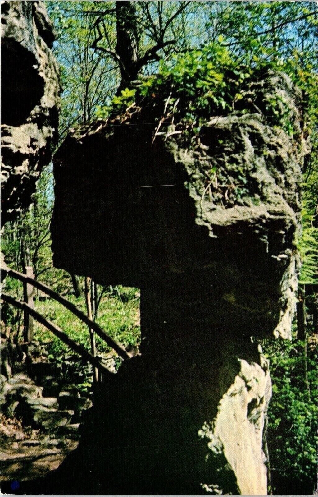 17 Ton Balanced Rock Landmark Maquoketa Caves Maquoketa Iowa Chrome Postcard