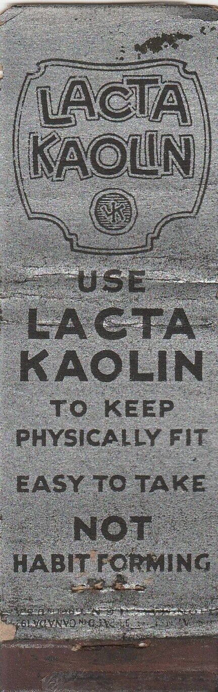 VINTAGE MATCHBOOK COVER. LACTA KAOLIN. TO KEEP PHYSICALLY FIT.
