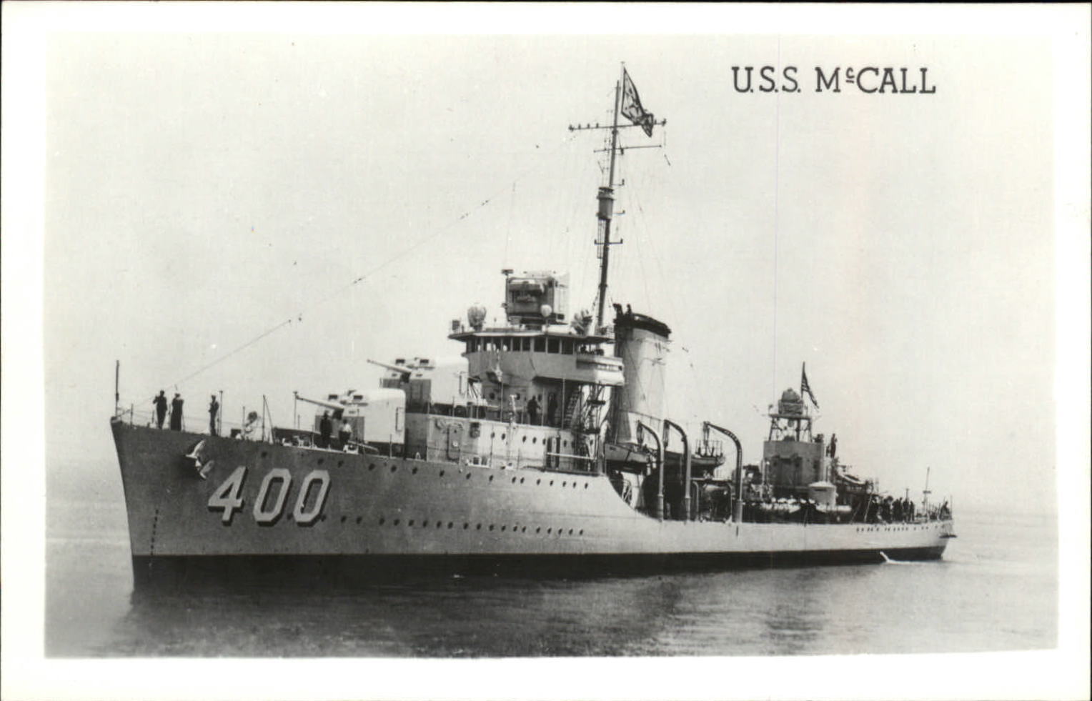 RPPC USS MCCALL DD-400 WWII US Navy military ship real photo postcard