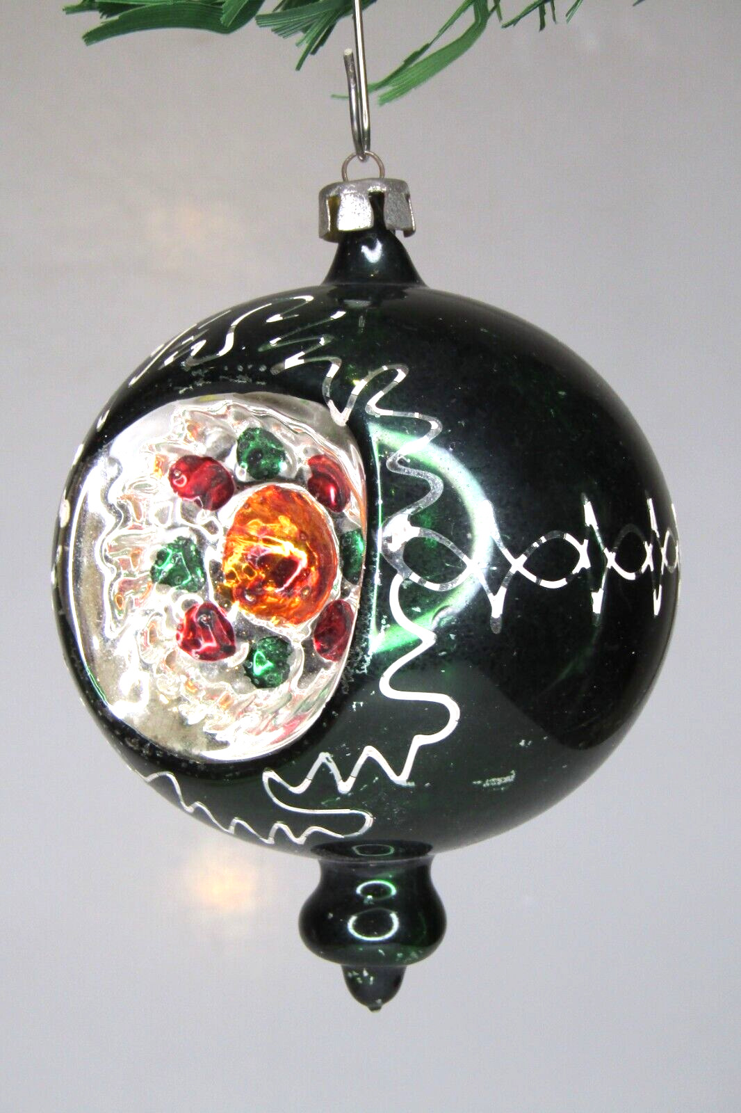 Antique Vintage Blown Glass FLOWER DAISY Indent Drop Christmas Ornament Germany