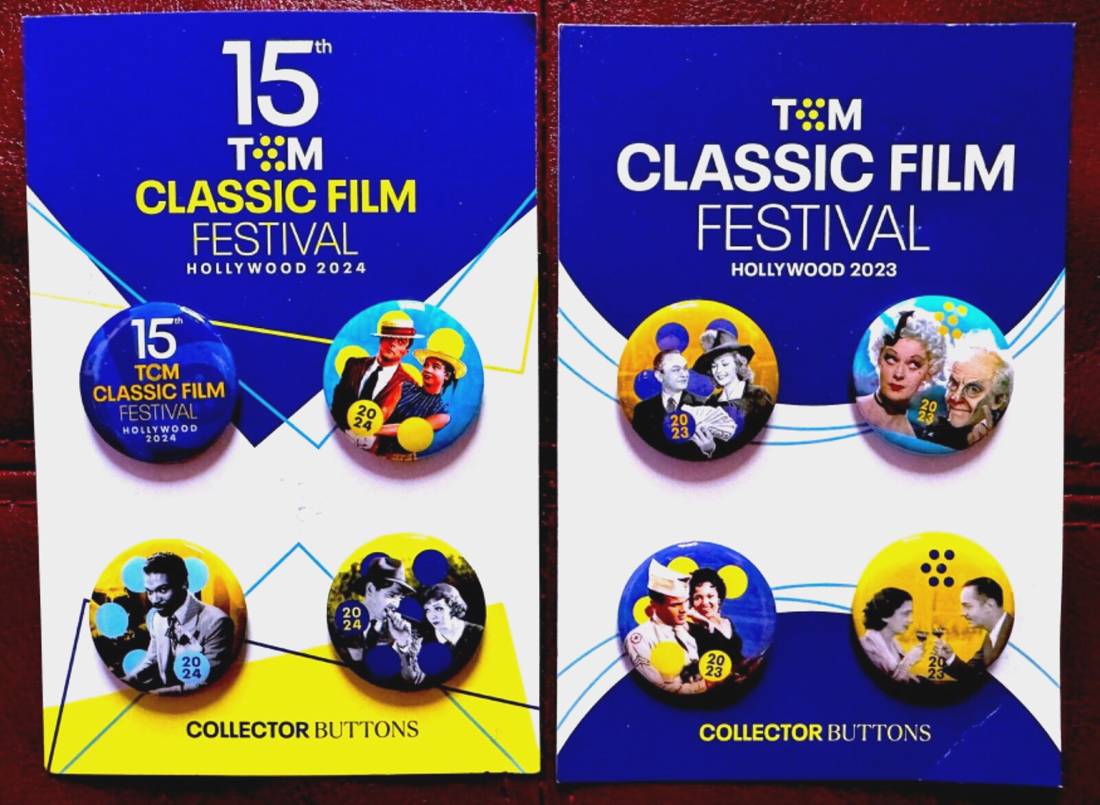 TCM  Classic Film Festival 2024 Collector Buttons 2023 & 2024 - New 