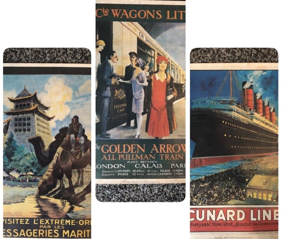 11 Vintage Art Deco travel posters Eleven Posters 17in X 13in Bundle Lot