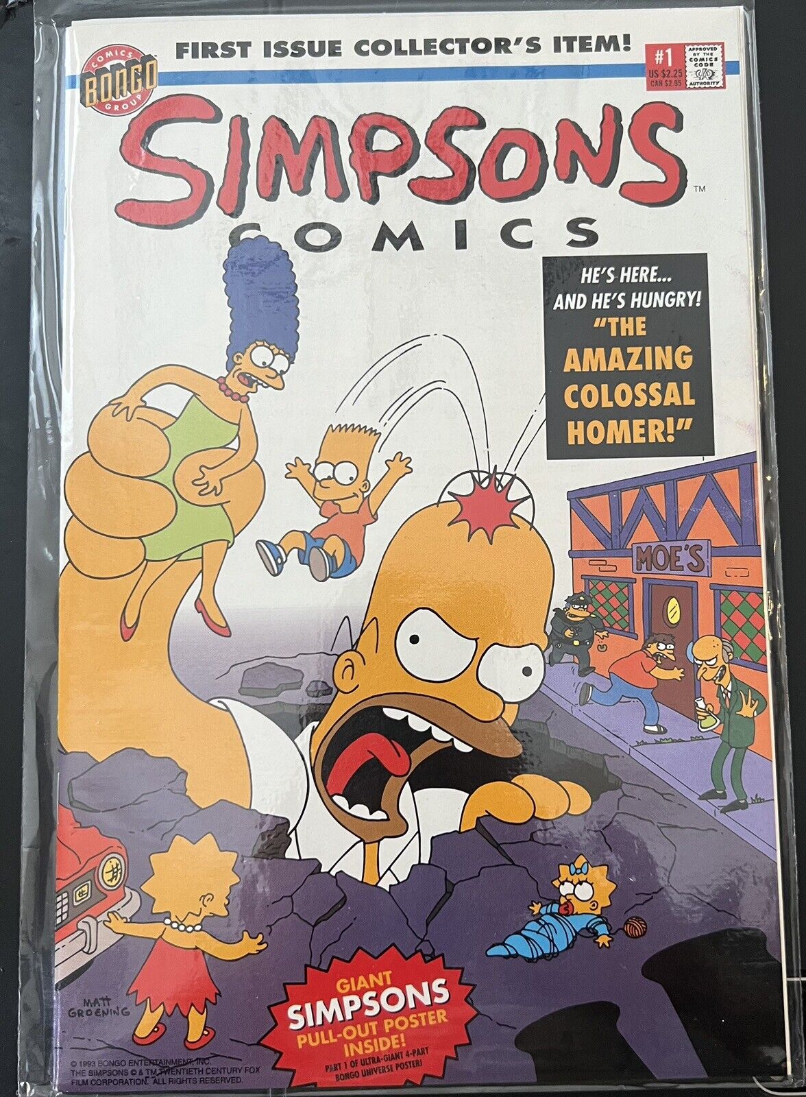 The Simpsons #1 Bongo Comics 1993 MINT Condition With Poster VF/NM
