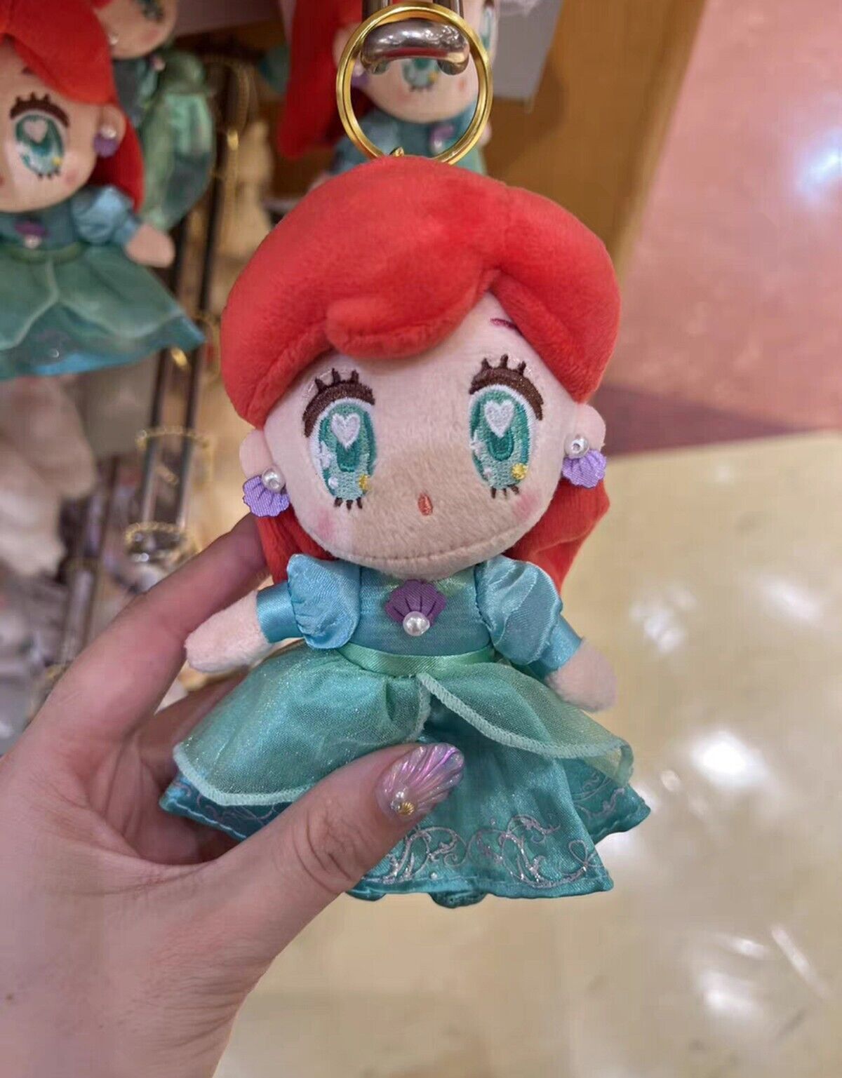 Japan Tokyo Disney  Store  Key Chain Tiny Princess Plush Toy Ariel NEW
