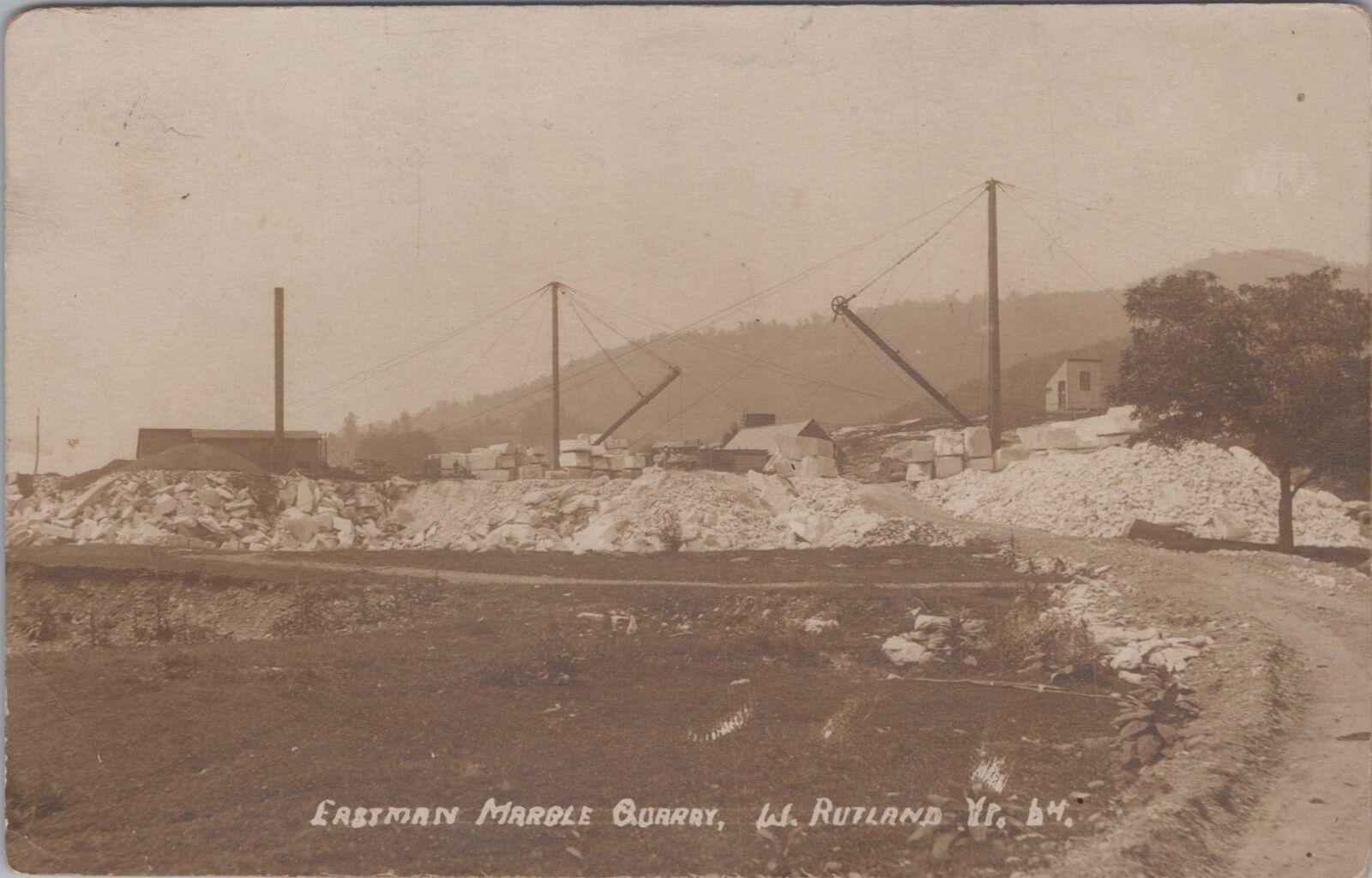 Eastman Marble Quarry, West Rutland Vermont RPPC Photo Postcard