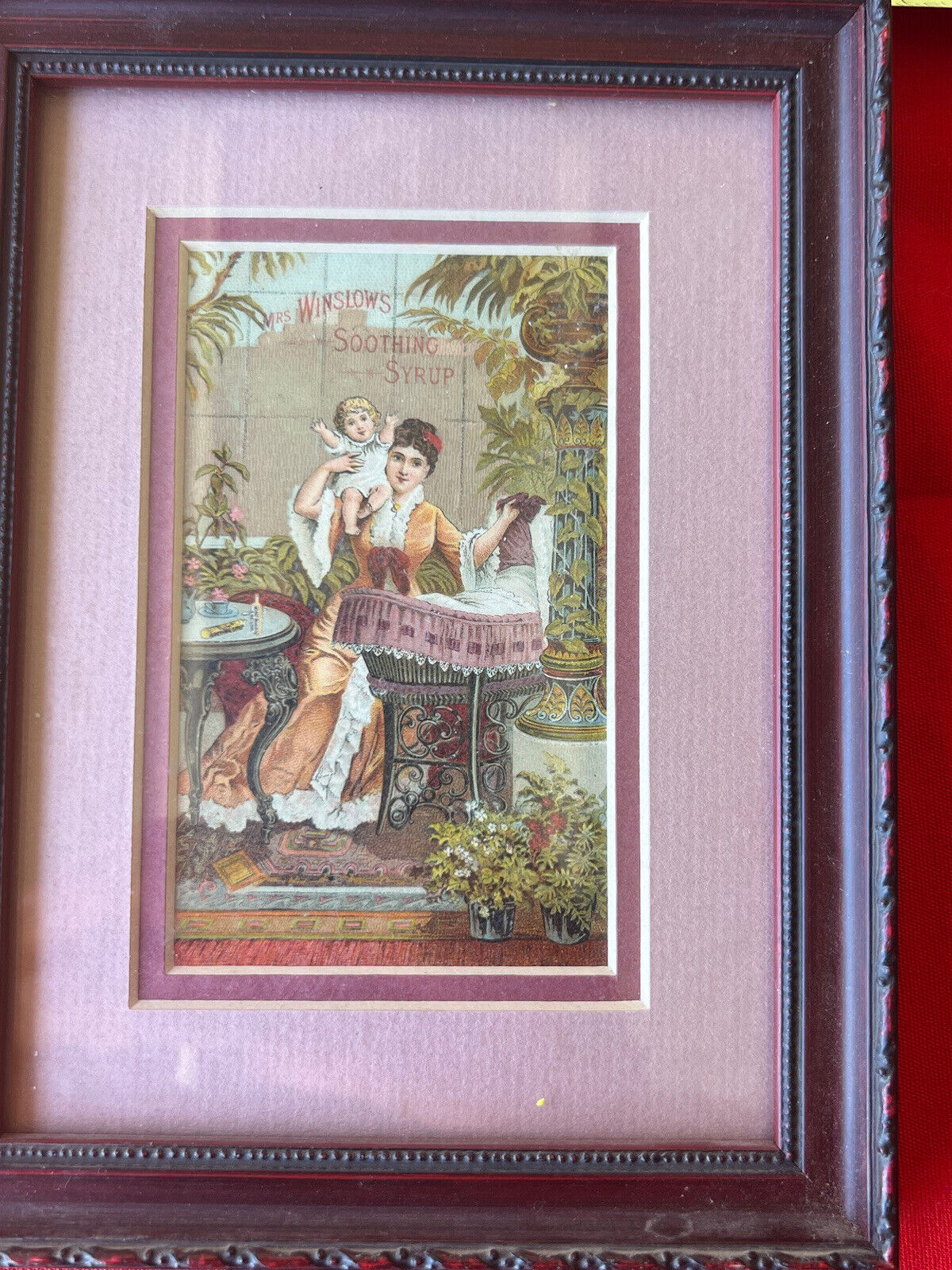 Antique  Mrs. Winslow\'s Soothing Syrup Victorian Trading Card Framed Rare HTF