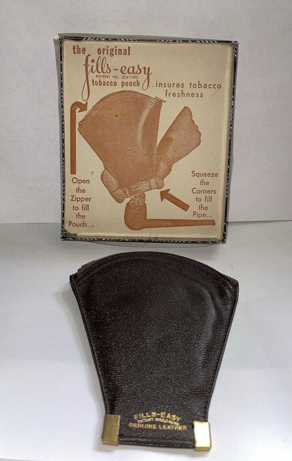Vintage NOS  Rogers Genuine Leather Tobacco Pouch  ORIGINAL FILLS EASY PAT PENT