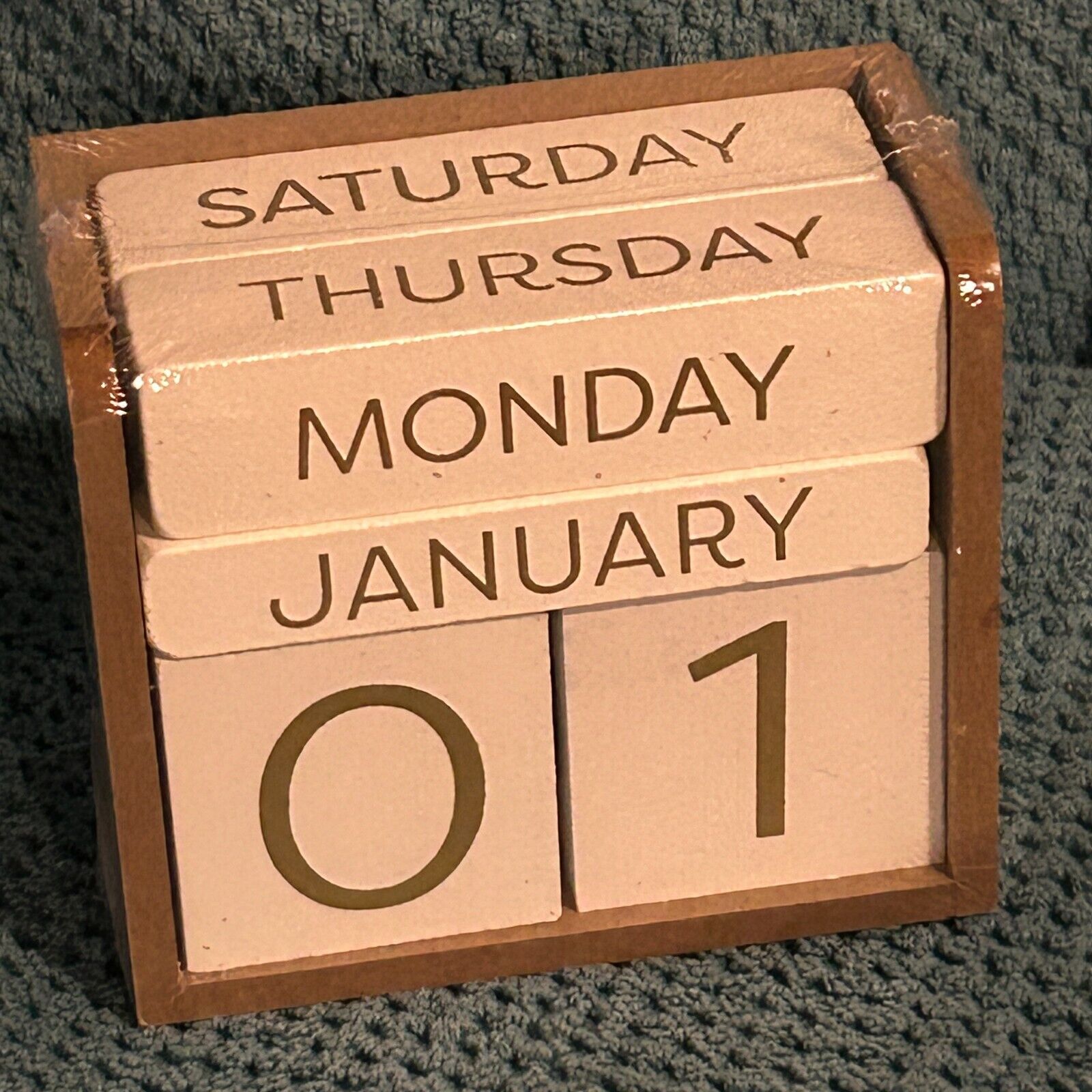 White Wood Block Perpetual Calendar