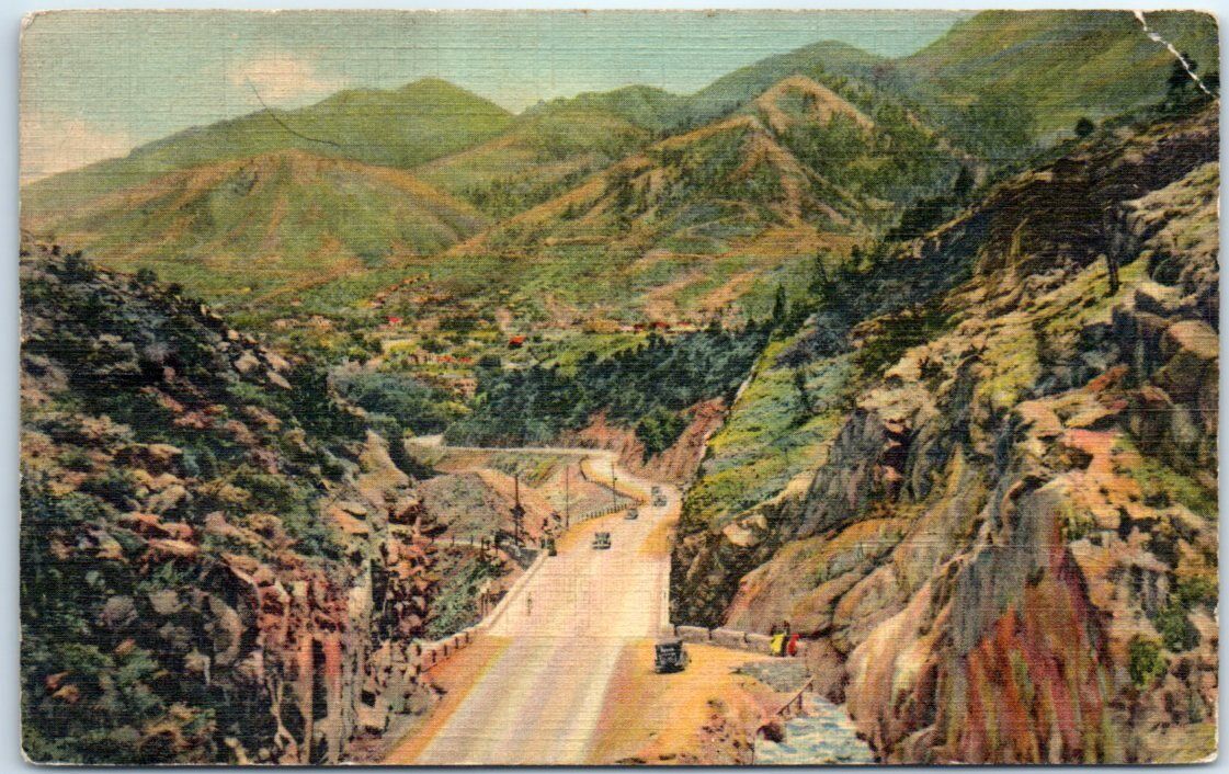 Postcard - Manitou, Surrounded by Hills, as Seen from Ute Pass, Colorado