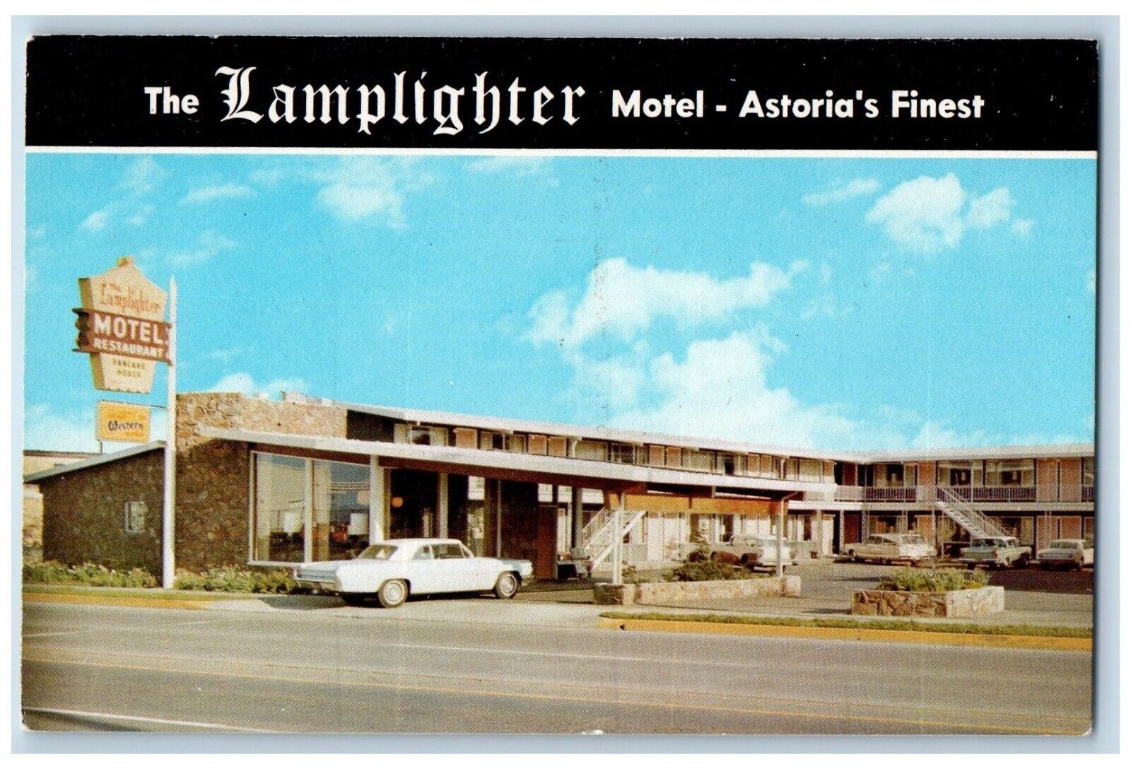 Astoria Oregon OR Postcard The Lamplighter Motel And Restaurant Roadside c1960\'s