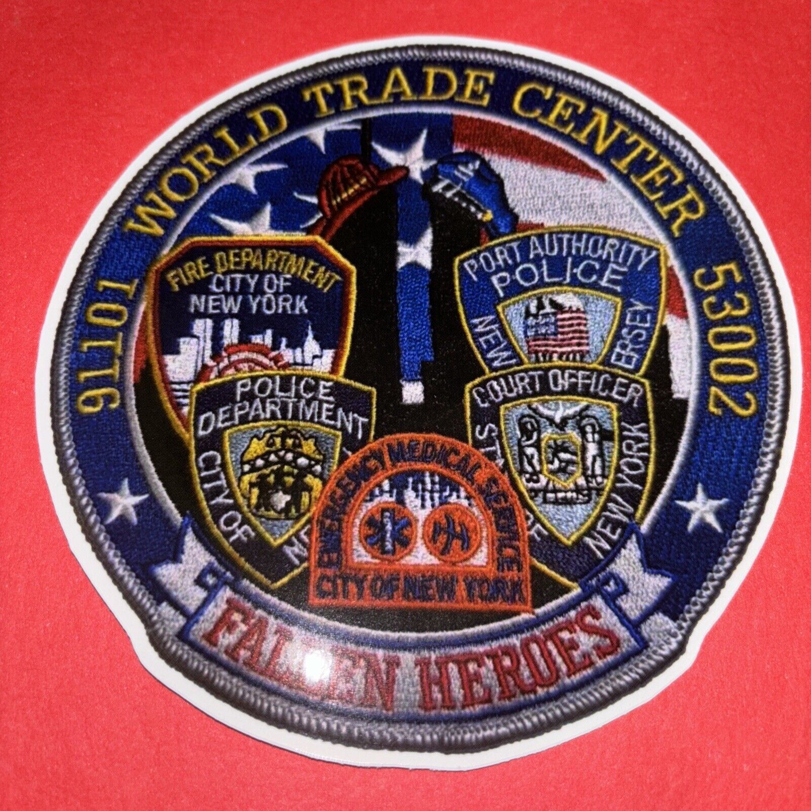 World Trade Center 9-11 Vinyl Cutout Sticker. 5 Inches. NYPD,PAPD,FDNY,EMS,NYSC