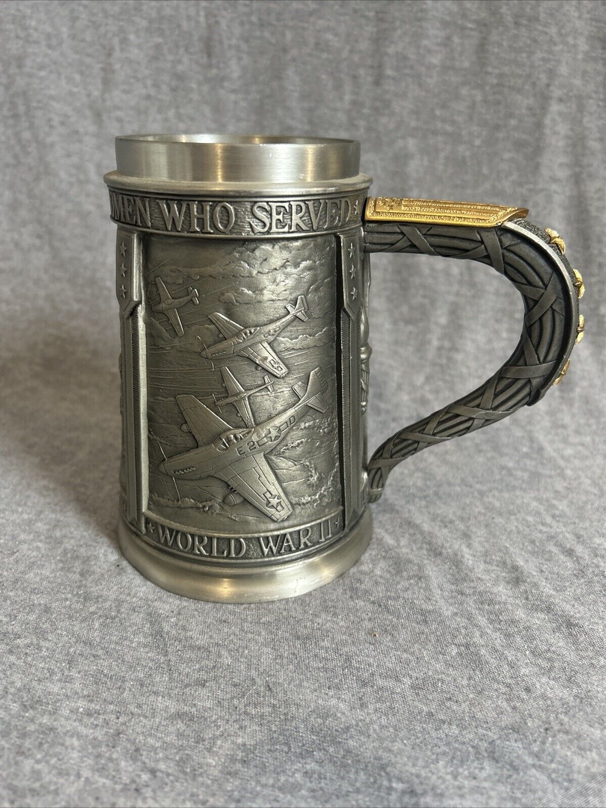 vintage 50th anniversary ww2 pewter tankard. made in 1990. Franklin mint ex cond