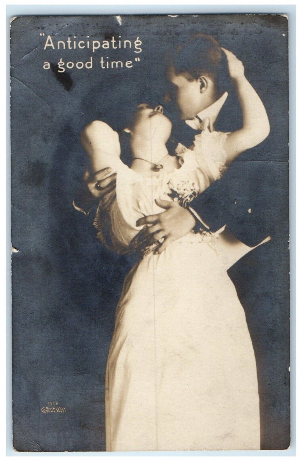 c1910's Sweet Couple Romance Anticipating A Good Time RPPC Photo Postcard