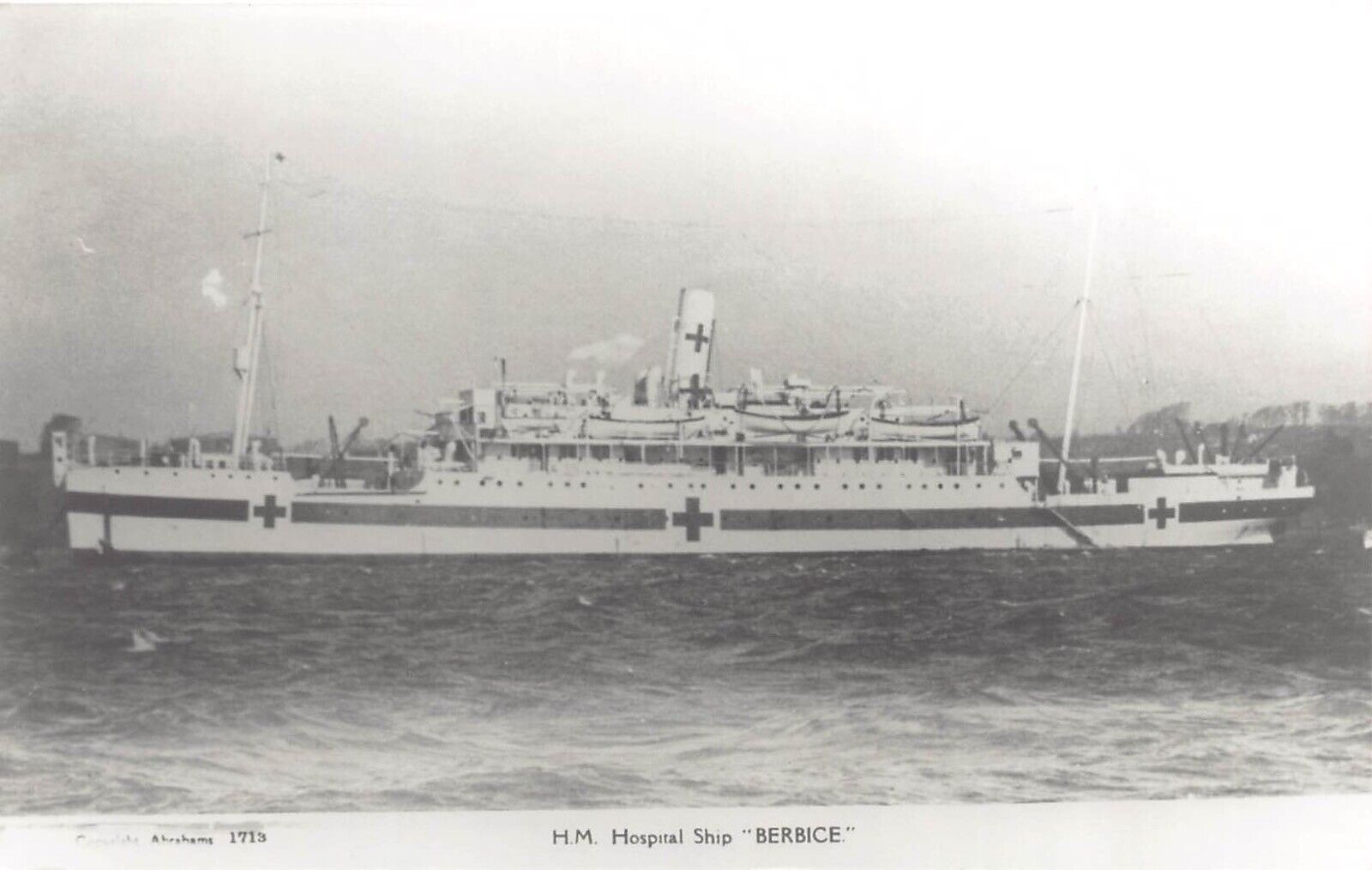H.M Hospital Ship Berbice Cargo Ship Photograph Postcard Size repro