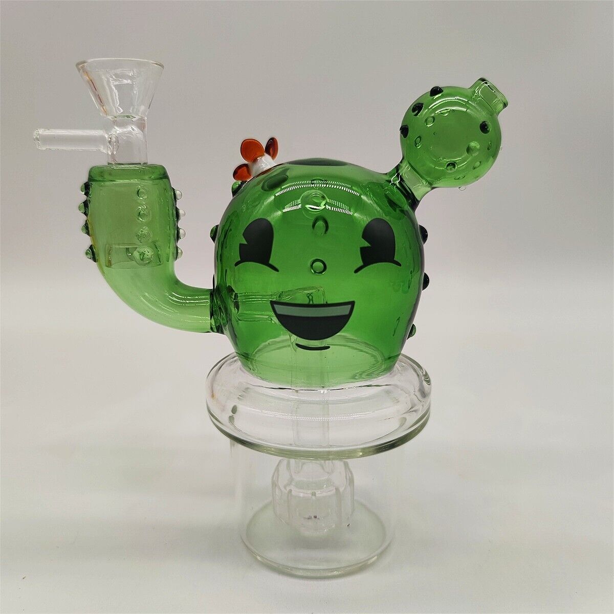 Baby Green Cactus Glass Bong Water Pipe 14.4mm Male Handmade Craft Heady Bongs