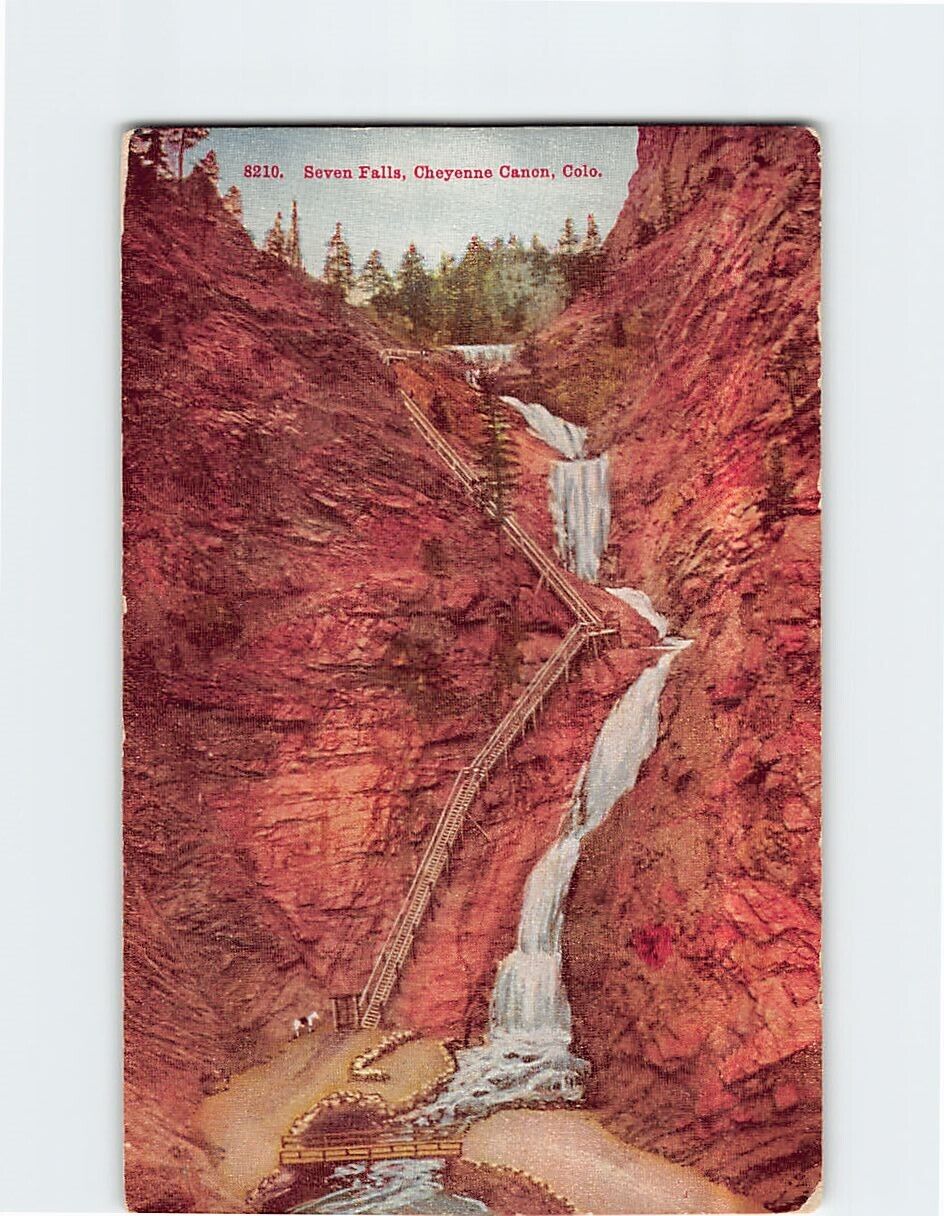 Postcard Seven Falls Cheyenne Canyon Colorado USA
