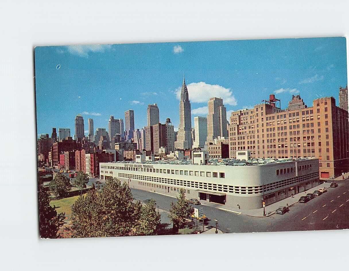 Postcard East Side Airlines Terminal Mid Manhattan skyline Manhattan NY USA