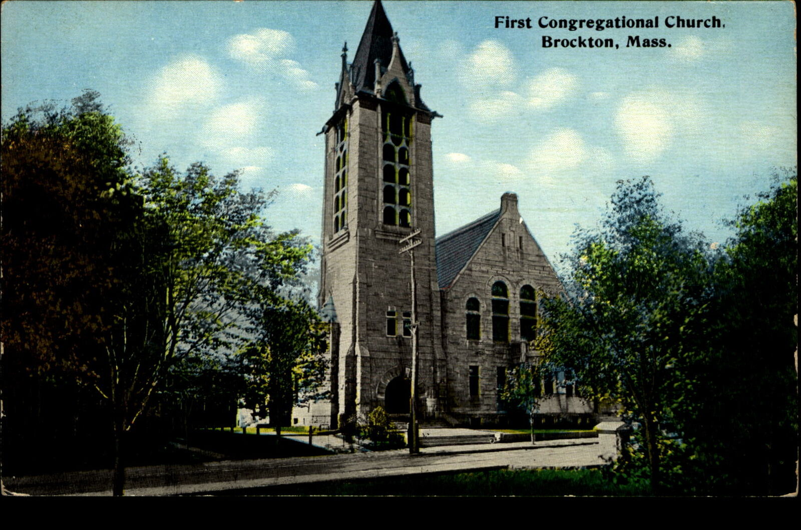 First Congregational Church ~ Brockton Massachusetts MA ~ c1910 postcard
